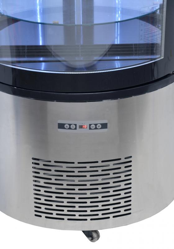 Circular Refrigerated Showcase with 400 L capacity and 4 shelves